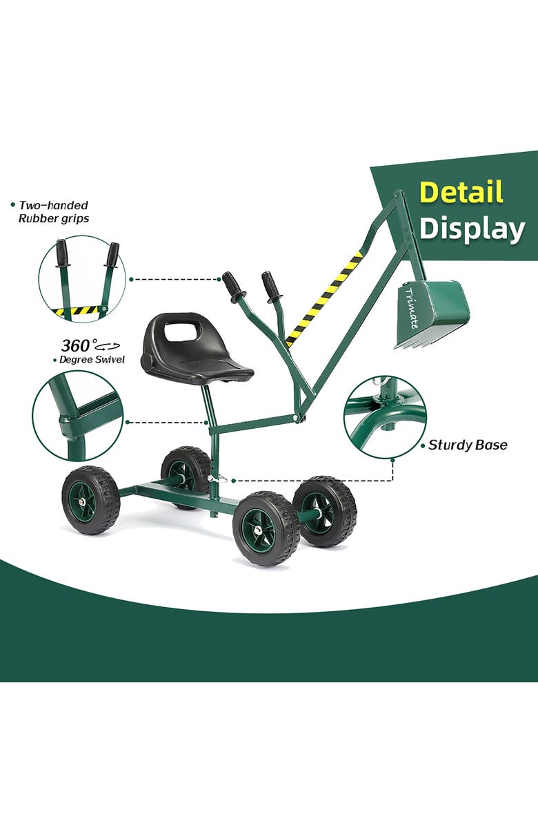 Trimate Sandbox Rideon Excavator Hunter, Alternate, color, 