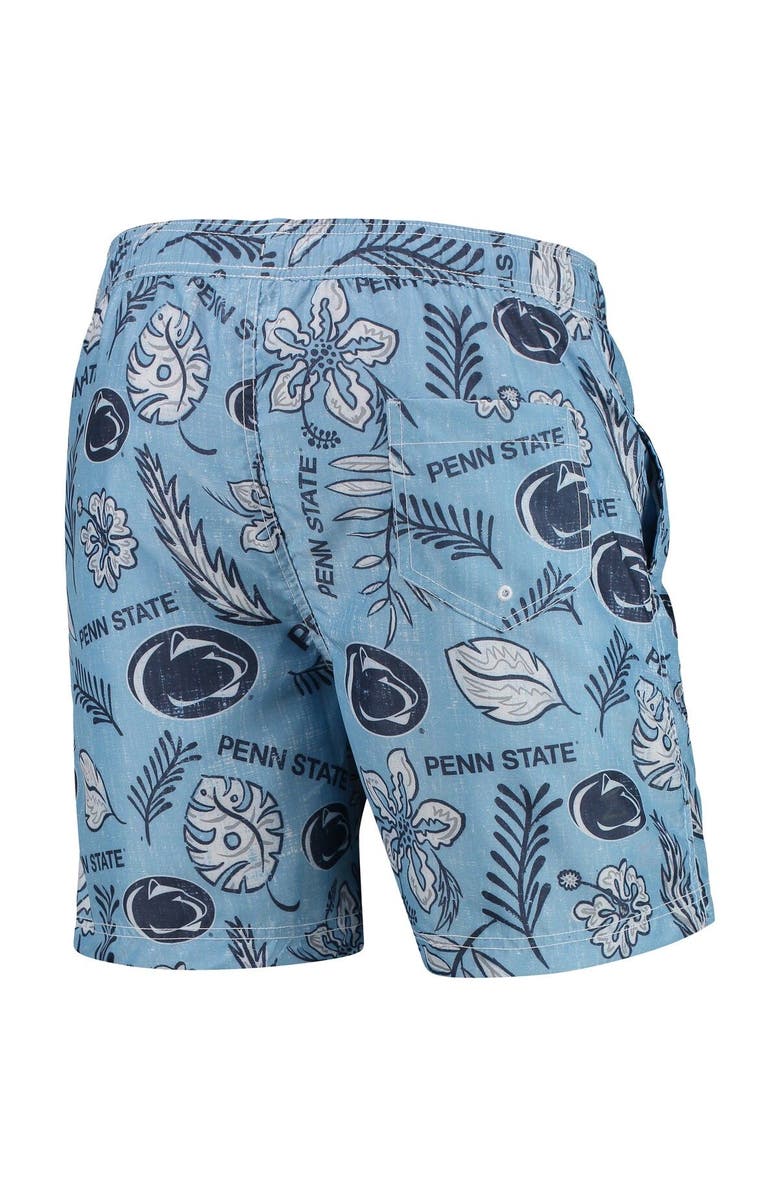 Wes & Willy Men's Wes & Willy Light Blue Penn State Nittany Lions Vintage Floral Swim Trunks, Alternate, color,