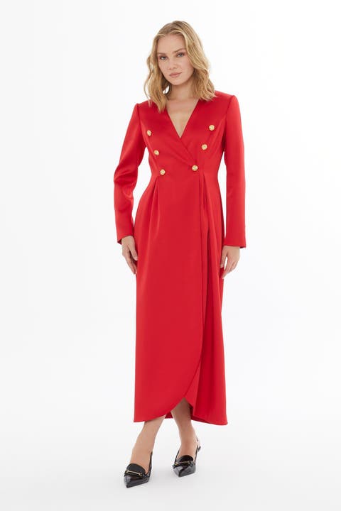 Button Detail Long Dress