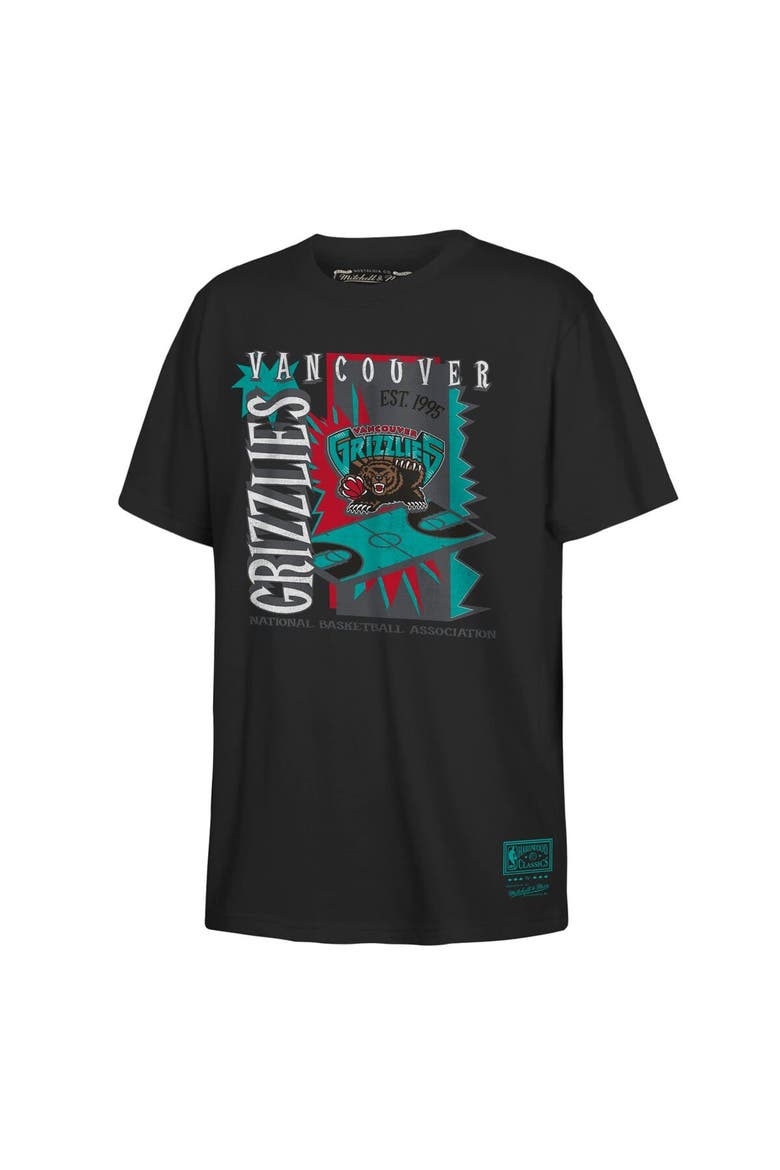 Youth Mitchell & Ness Black Vancouver Grizzlies Hardwood Classics Retro '90s Poster T-Shirt, Main, color, Black