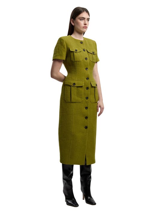 Textured Tweed Tailored Midi Dress