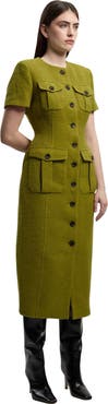 Karen Millen Textured Tweed Tailored Midi Dress