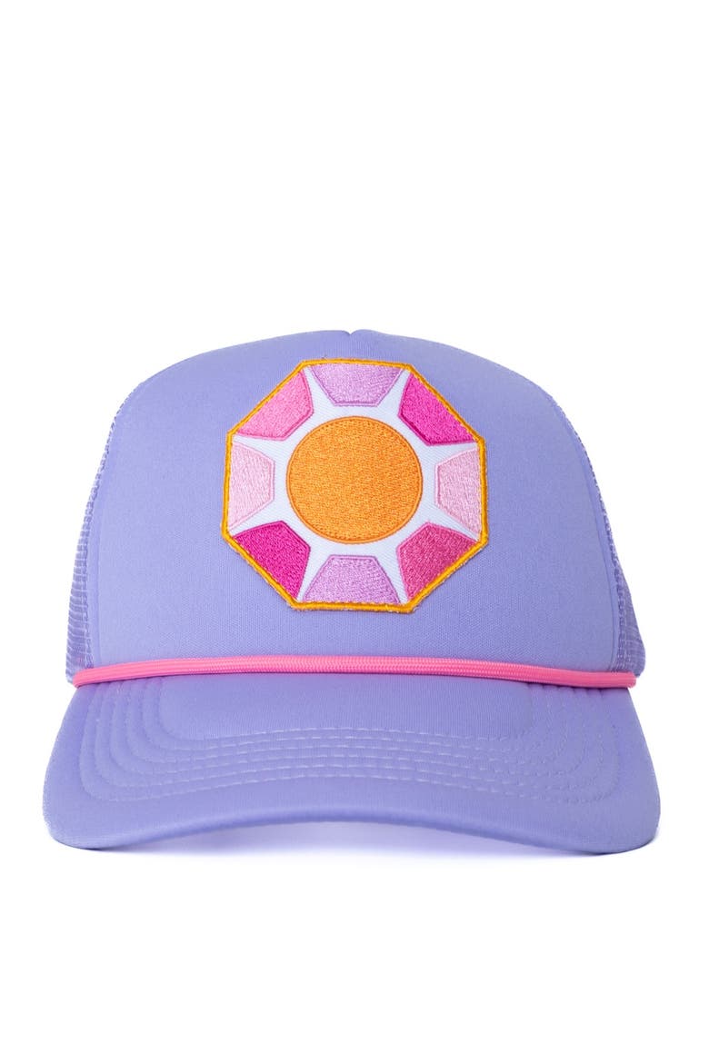 Solitaire Sun Trucker Hat, Big Kid, Main, color, Light/Pastel Purple