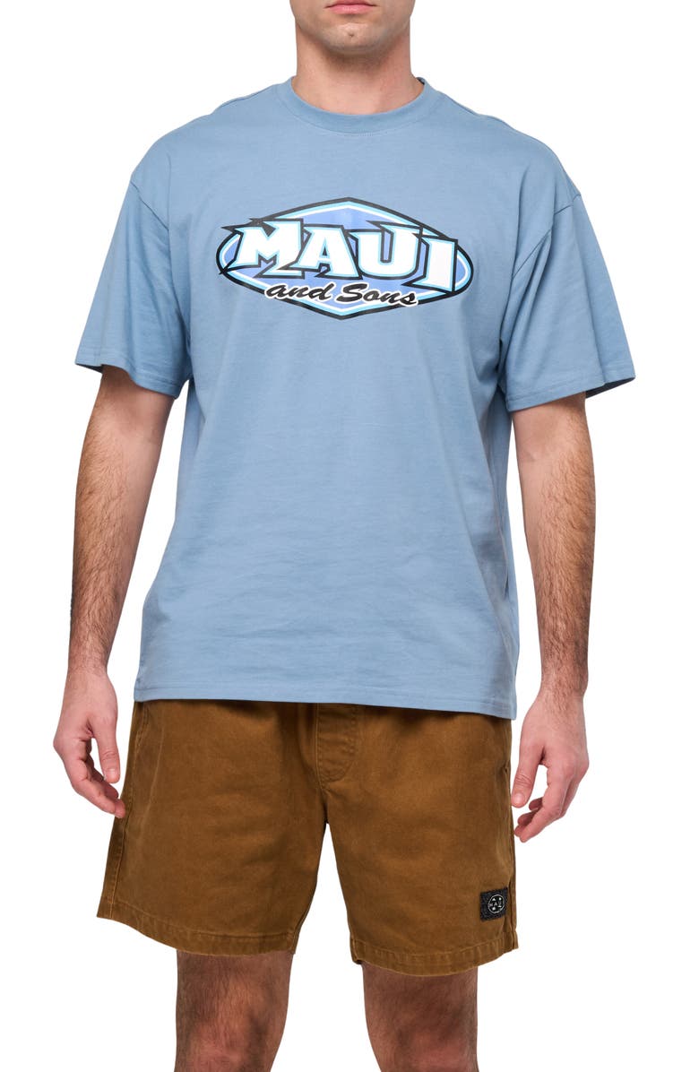 Maui & Sons Diamond Boxy Fit Logo Graphic T-Shirt, Main, color, Blue