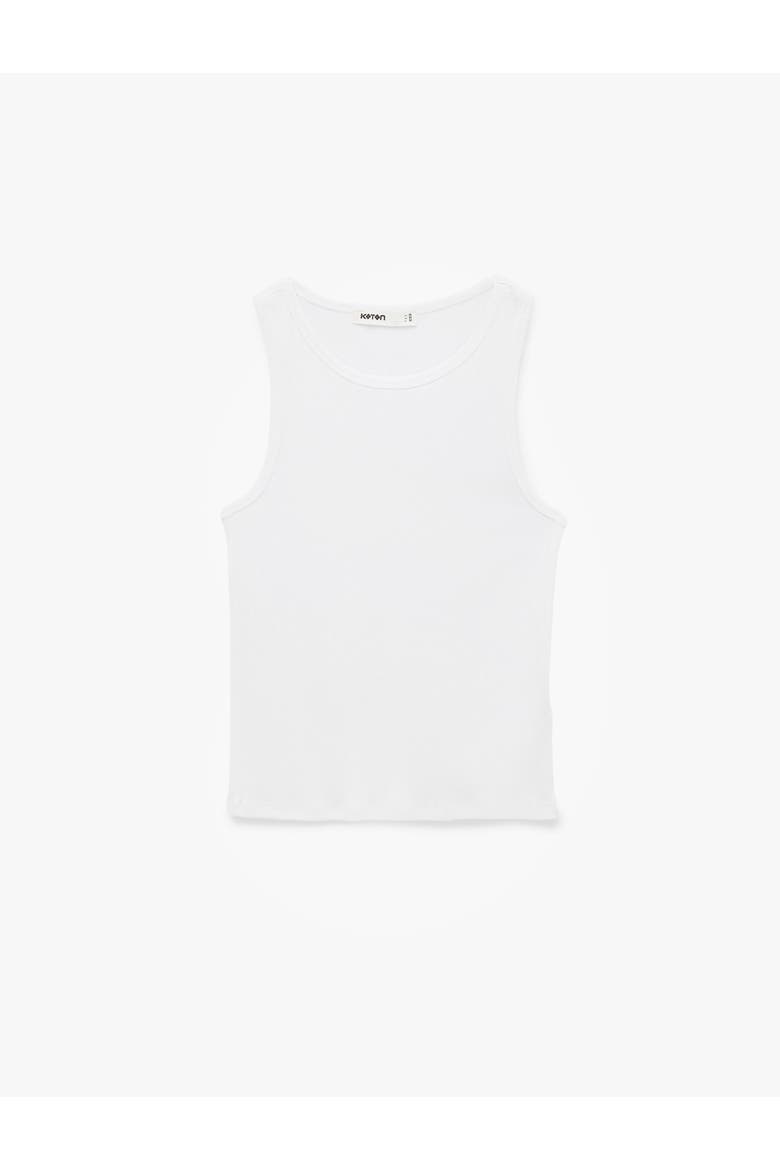 Cotton Sleeveless Crew Neck Ribbed Tank Top, Alternate, color, WHITE