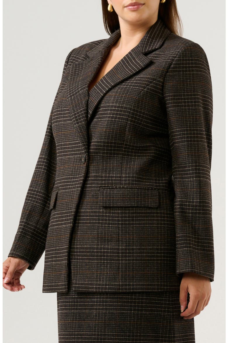 Noel Check Double Breasted Blazer, Alternate, color, CHOCOLATE BOX