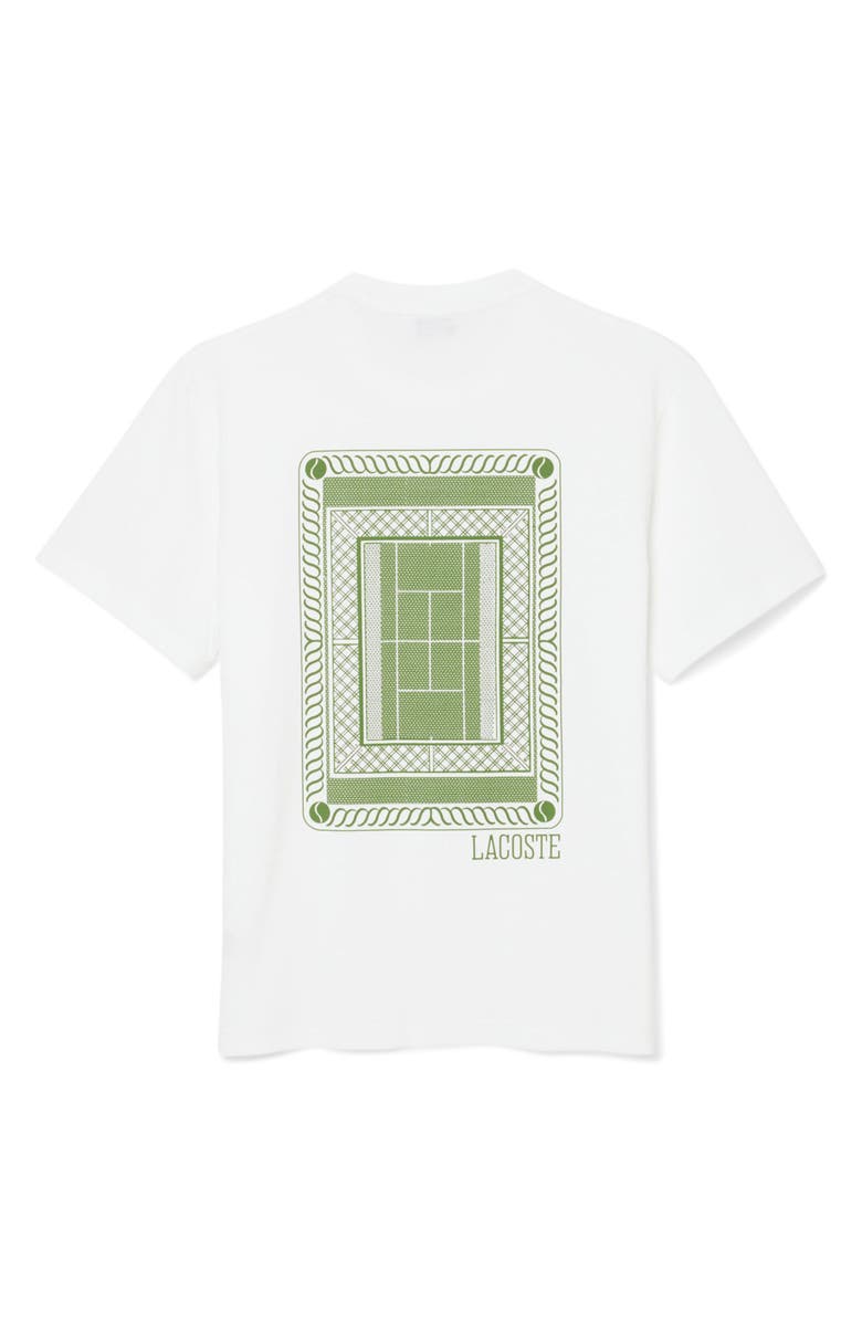 Lacoste Tennis Court Cotton Graphic T-Shirt, Alternate, color, White