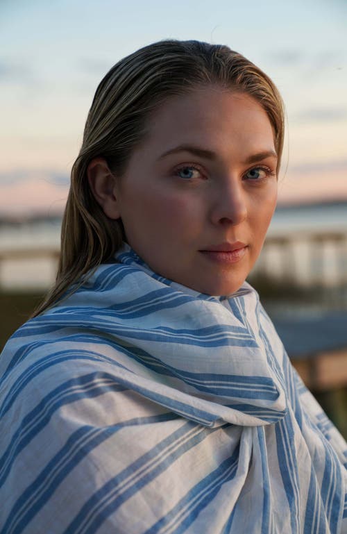 Ansea The Gauze Sarong In Blue Stripe