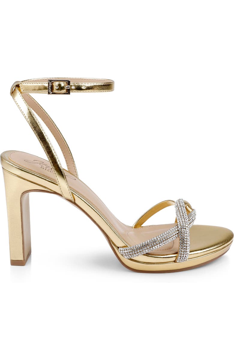 Jewel Badgley Mischka Fila Ankle Strap Platform Sandal, Alternate, color, Gold Leather