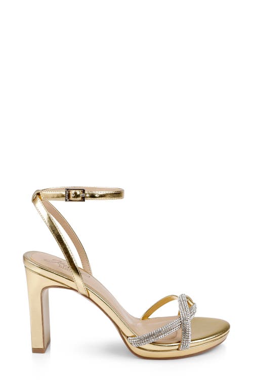 Jewel Badgley Mischka Fila Ankle Strap Platform Sandal In Gold