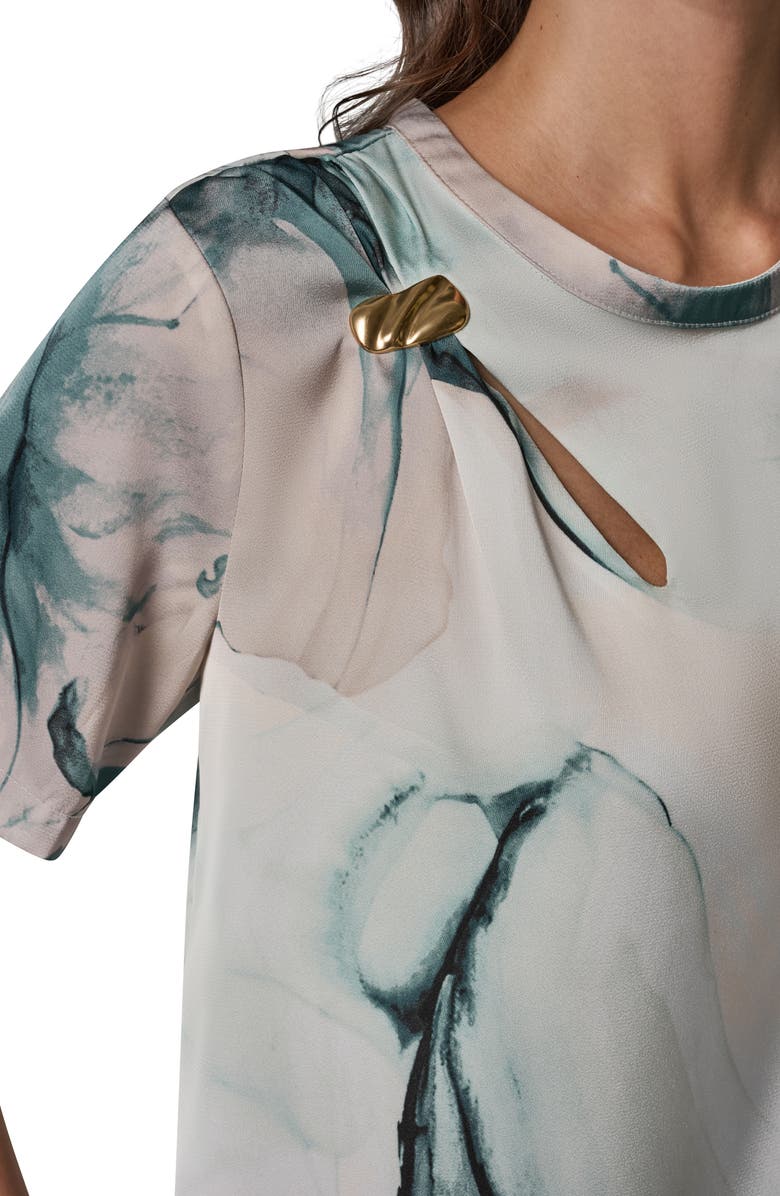 Donna Karan New York Hardware Detail Short Sleeve Top, Alternate, color, 