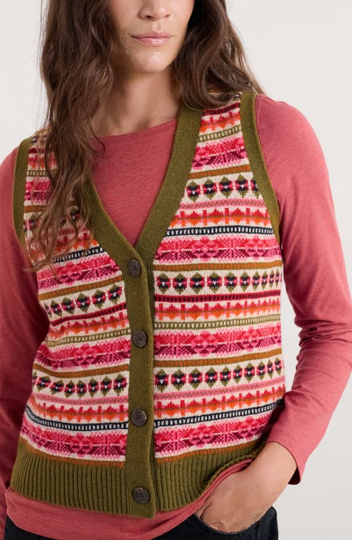Seasalt Cornwall Percella Cove Fair Isle Merino Wool Blend Button-up Sweater Vest In Multi