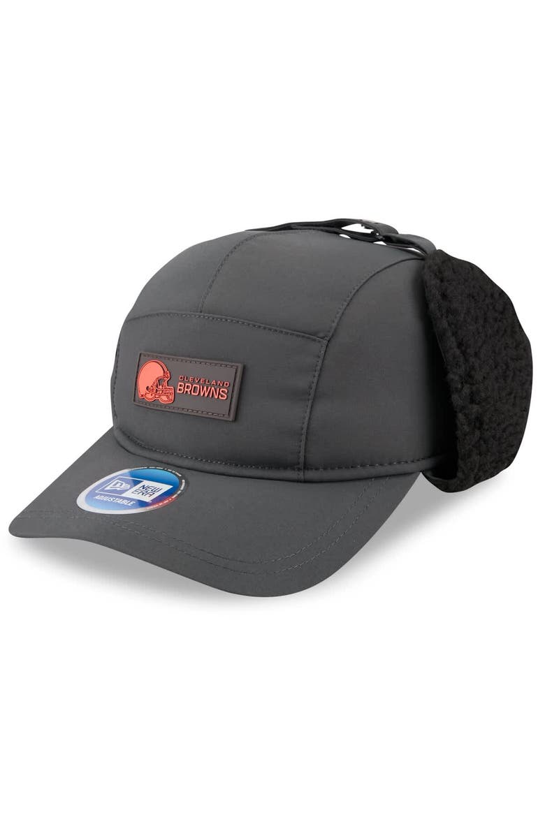 Men's New Era Charcoal Cleveland Browns 2025 Sideline Cold Weather Runner Dog Ear Adjustable Hat, Main, color, Charcoal