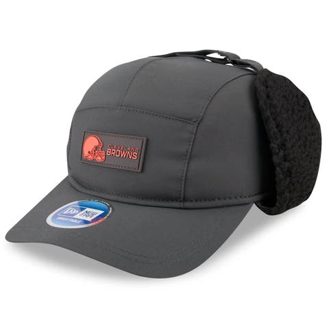 Men's New Era Charcoal Cleveland Browns 2025 Sideline Cold Weather Runner Dog Ear Adjustable Hat