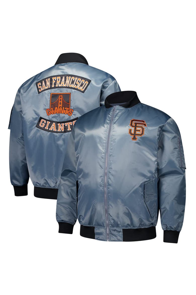Men's Profile Charcoal San Francisco Giants Big & Tall Full-Zip Bomber Jacket, Main, color, Charcoal