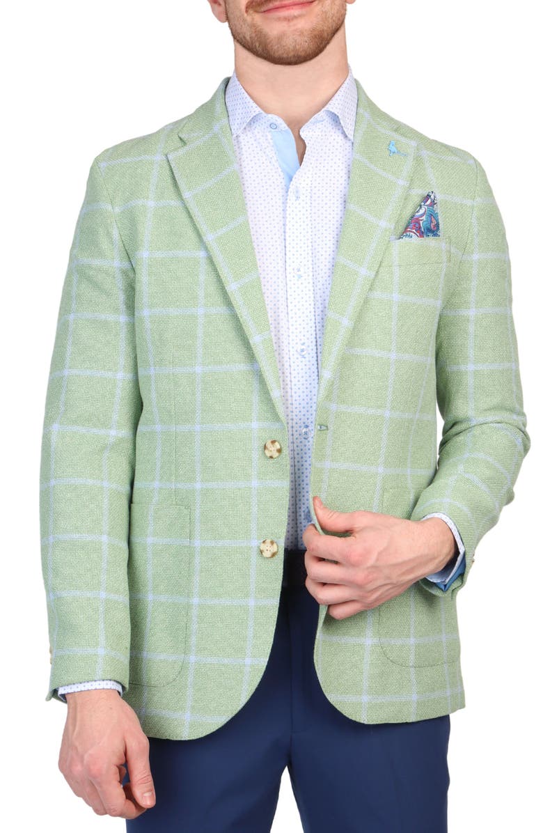 TailorByrd Textured Yarn Dyed Windowpane Sport Coat, Alternate, color, Olive