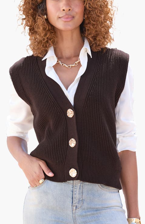 Women's Button Detail Sweater Vest