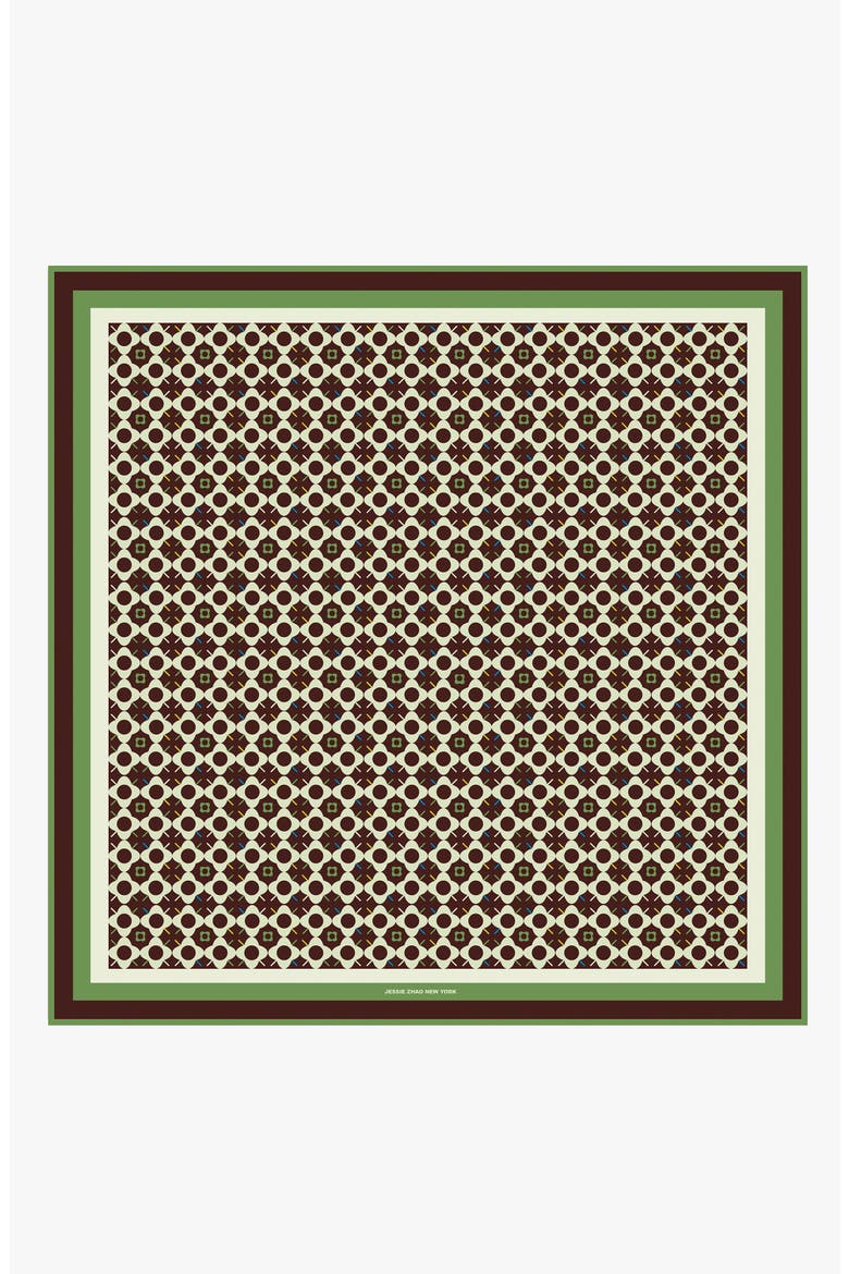 Double Sided Wool Silk Scarf Of Polka Dot Bloom, Main, color, Brown