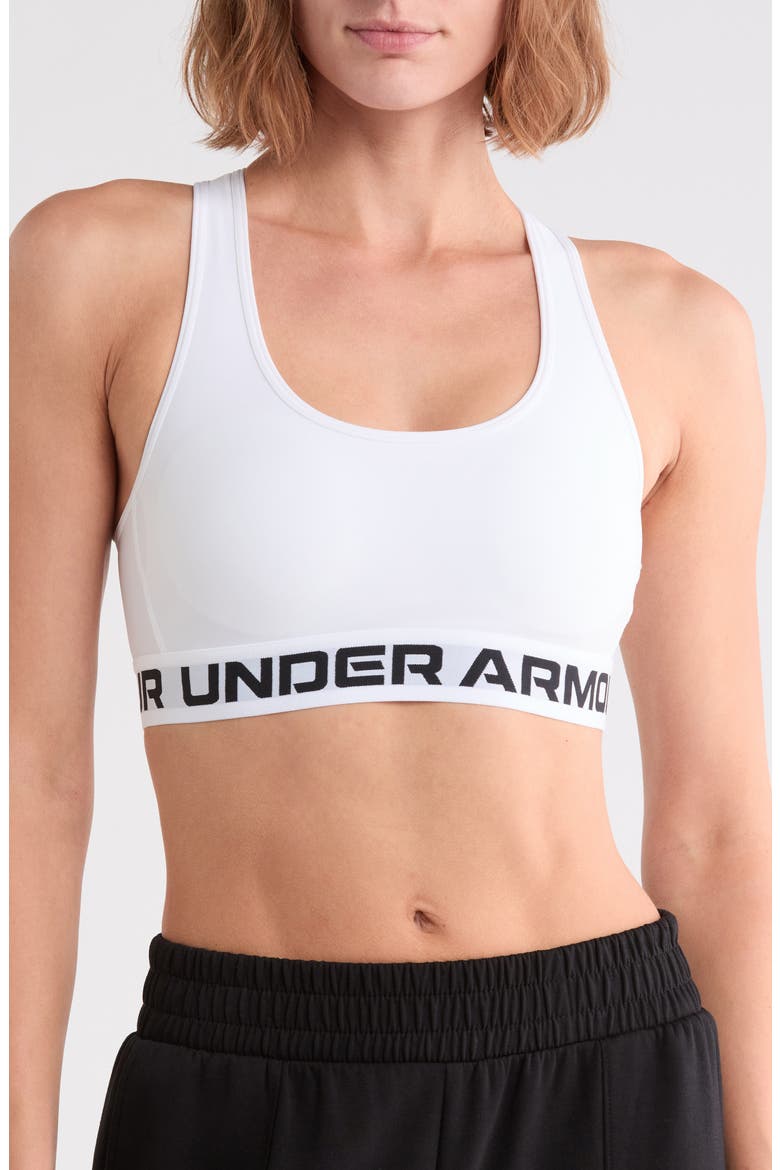 Armour Crossback Medium Impact Sports Bra, Main, color, WHITE