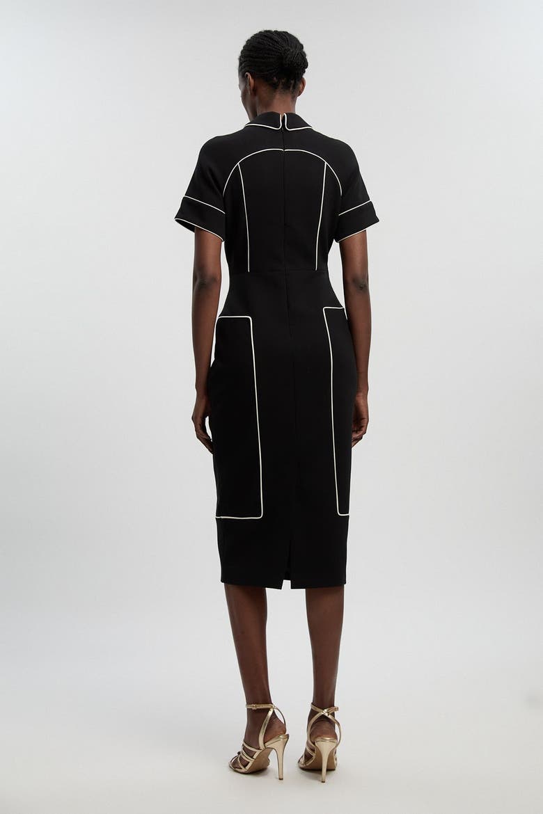 Compact Stretch Pencil Midi Dress, Alternate, color, Black