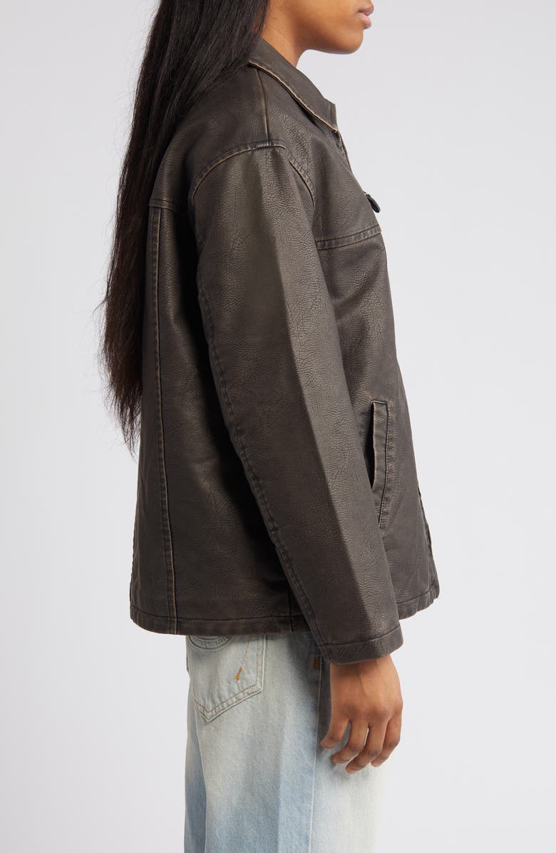 BDG Urban Outfitters Wadded Faux Leather Jacket, Alternate, color, Chocolate