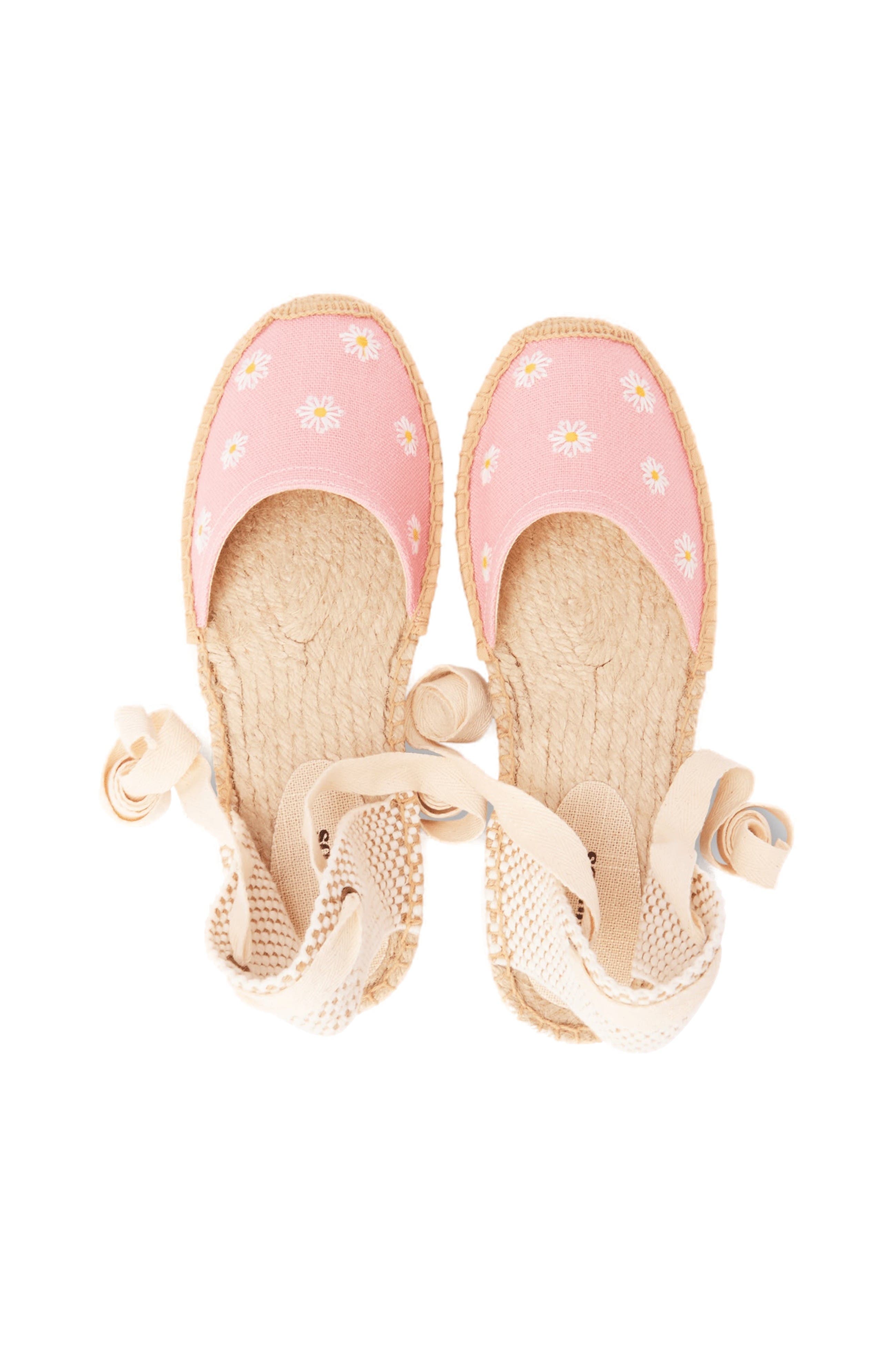The Lauren Lace Up Embroidery Espadrille, Alternate, color, Daisies - Dusty Rose Pink