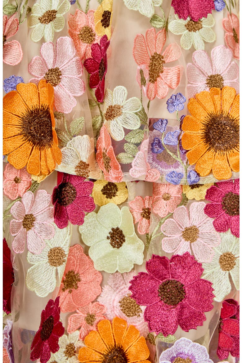 Embroidered Floral Tiered Dress, Alternate, color, BEIGE