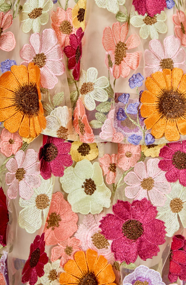 Endless Rose Embroidered Floral Tiered Dress, Alternate, color, Beige