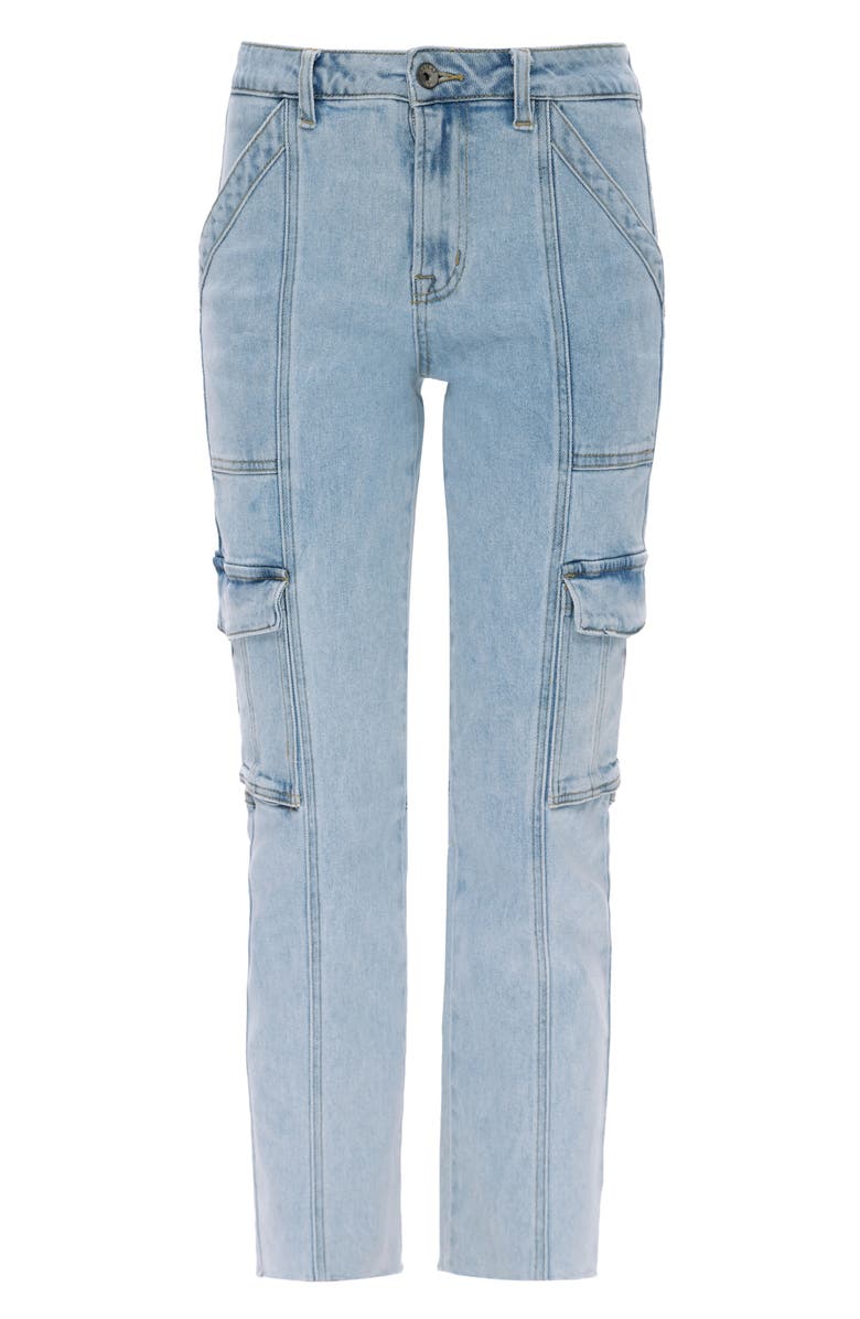 Bayeas High Waist Ankle Straight Leg Cargo Jeans, Alternate, color, Light Blue