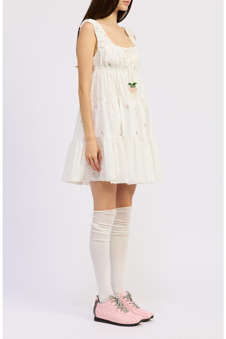 Cherie Cotton Babydoll Dress, Alternate, color, WHITE PINK GREEN