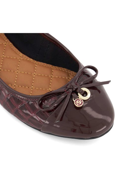 Dune London Hallo Snake Embossed Ballet Flat In Burgundy