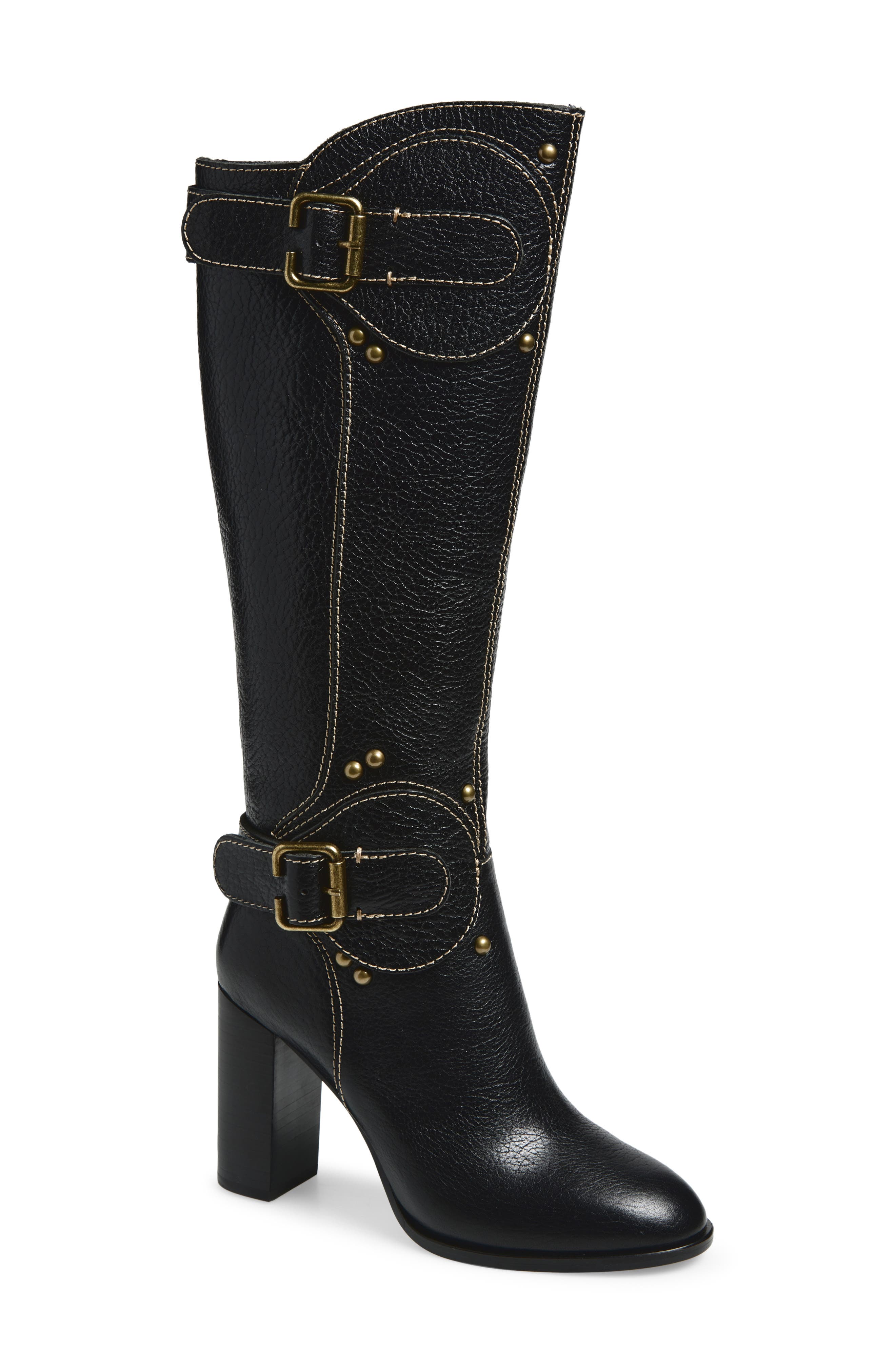 Jeffrey Campbell Chantel Knee High Boot, Main, color, Black Crinkle Bronze