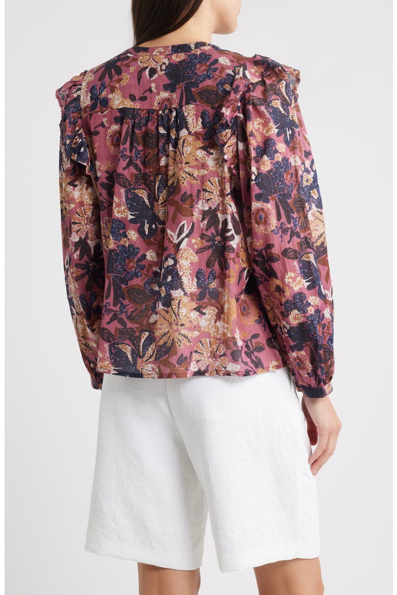 Priya Print Tie Neck Top, Alternate, color, BERGAMO PRINT