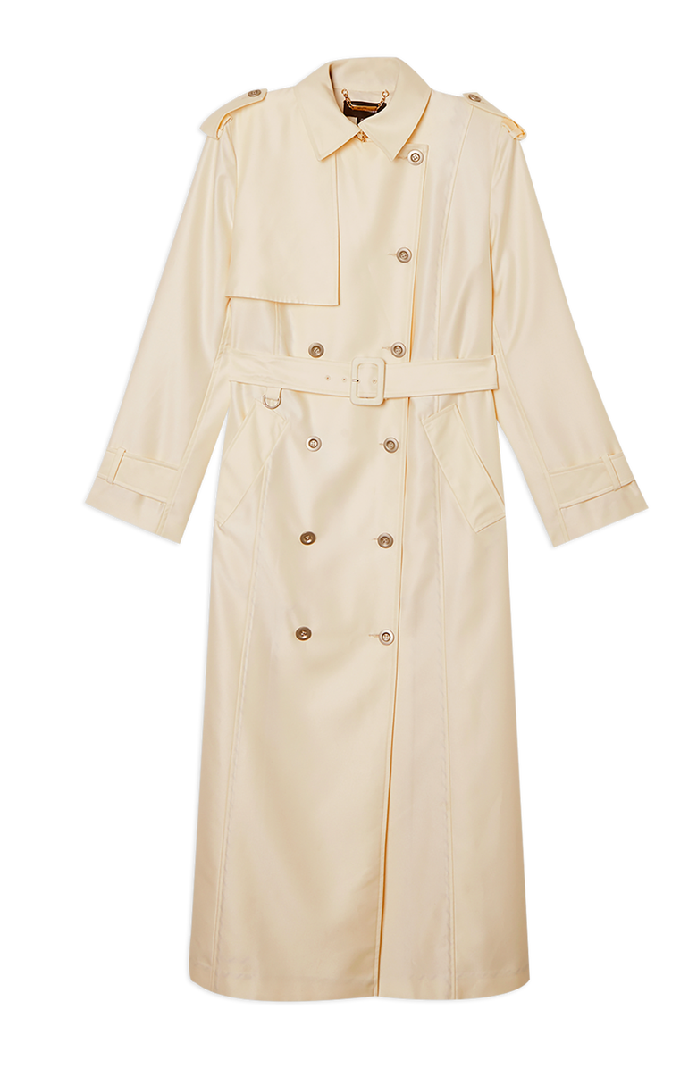 Karen Millen Soft Signature Trench Coat, Alternate, color, Ivory