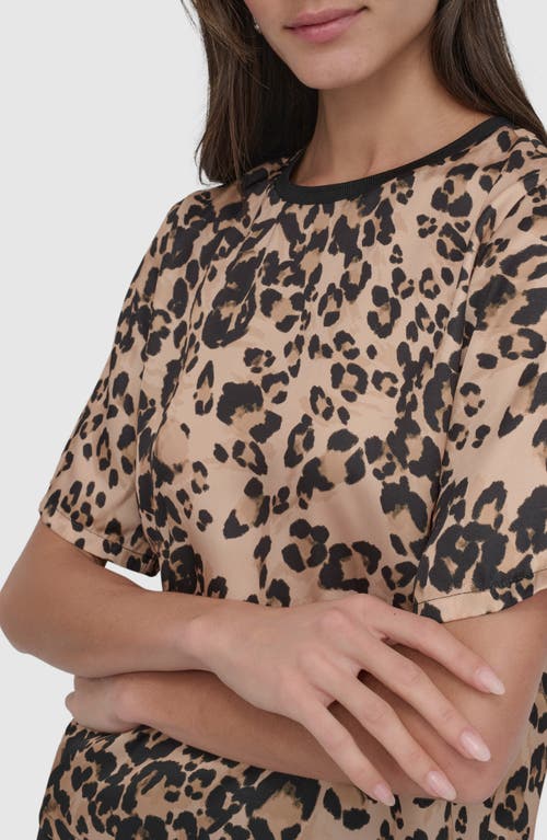 Dkny Print Scarf Twill Short Sleeve Top In Multi