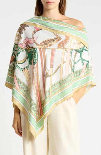 Chain Print Satin Scarf Poncho