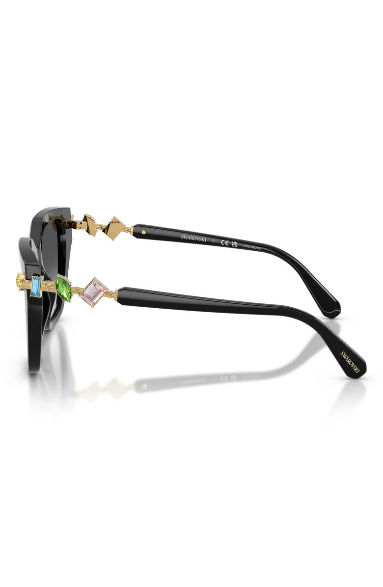 Swarovski 53mm Irregular Sunglasses, Alternate, color, Black / Polar Grey Gradient