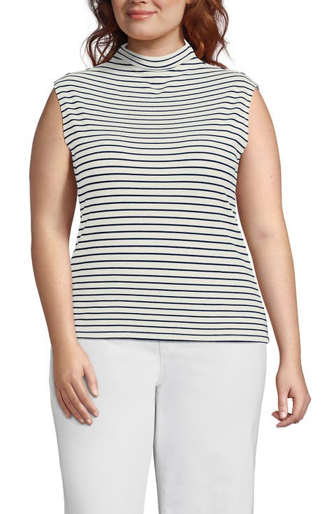 Cap Sleeve Drapey Rib Fitted Funnel Neck Tank