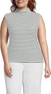 Lands' End Plus Size Cap Sleeve Drapey Rib Fitted Funnel Neck Tank