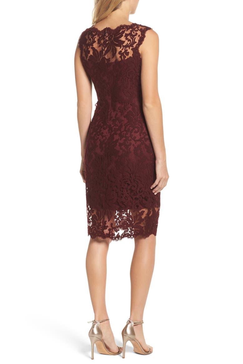 Embroidered Lace Sheath Dress, Alternate, color, AUBURN
