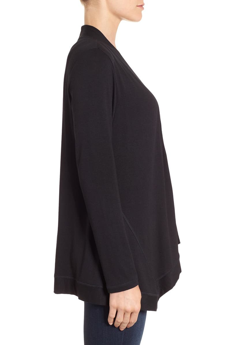 Bobeau Exposed Topstitch Cardigan, Alternate, color, Black
