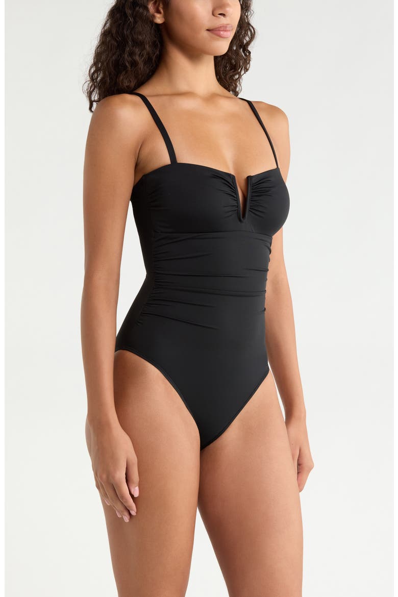V-Wire One-Piece Swimsuit, Alternate, color, BLACK