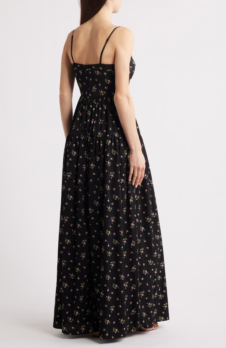 Lulus Luisa Floral Maxi Cocktail Dress, Alternate, color, Black Floral
