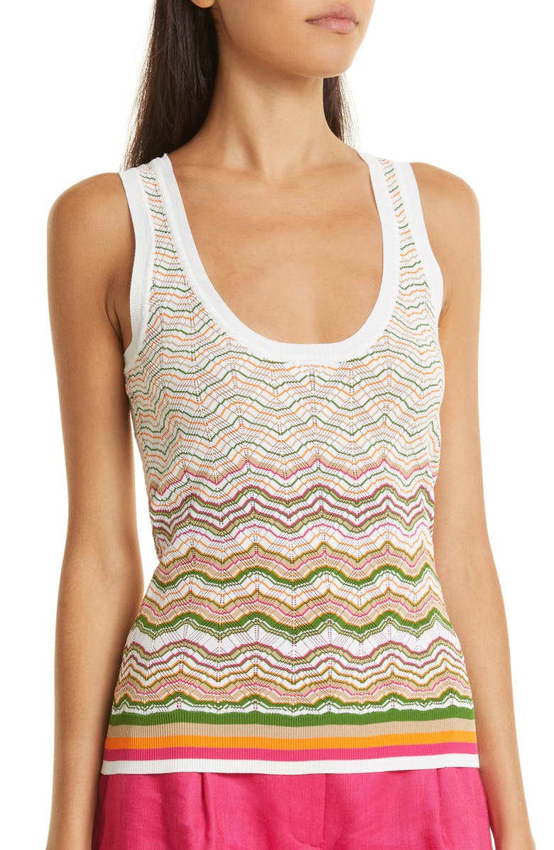 Veronica Beard Nabella Stripe Pointelle Sweater Tank, Alternate, color, 