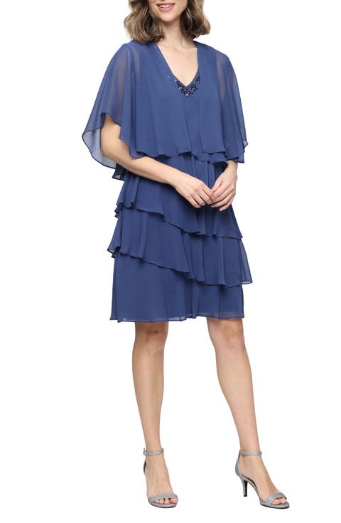 Tiered Ruffle Chiffon Dress with Jacket