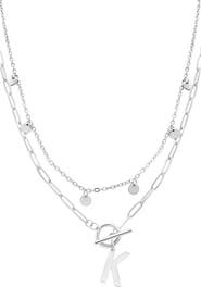 Adornia Toggle Initial Pendant Layered Necklace