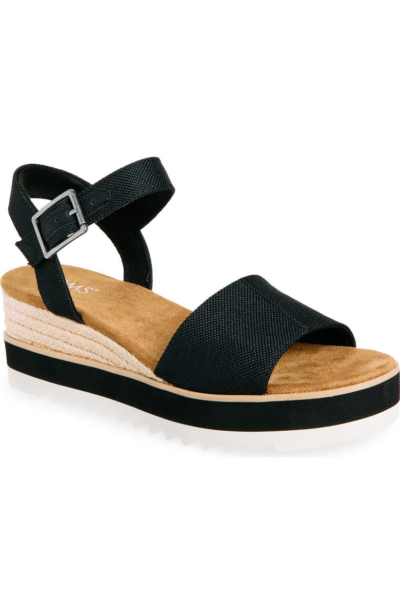 TOMS Diana Platform Wedge Sandal, Main, color, Black Canvas