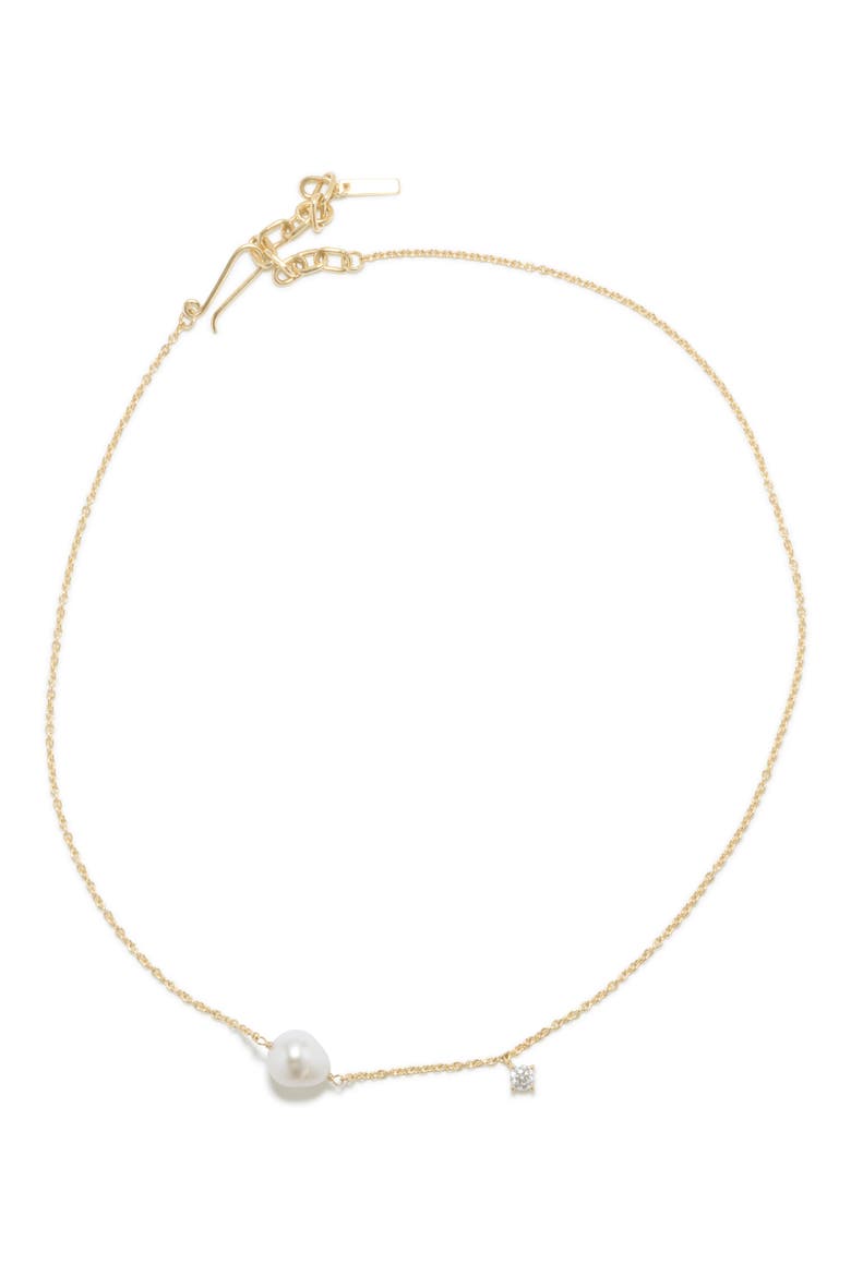 Freshwater Pearl & Cubic Zirconia Pendant Necklace, Alternate, color, GOLD PLATED/ PEARL