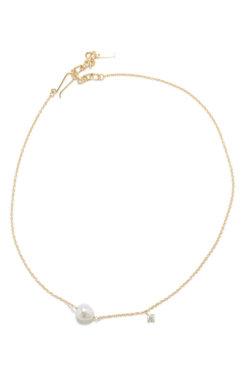 COMPLETEDWORKS Freshwater Pearl & Cubic Zirconia Pendant Necklace, Alternate, color, Gold Plated/ Pearl