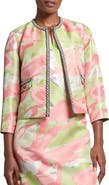 Ming Wang Beaded Abstract Jacquard Jacket